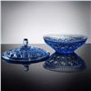 Image 2 : Indiana Glass Windsor Blue Button & Cane Lidded Candy Dish