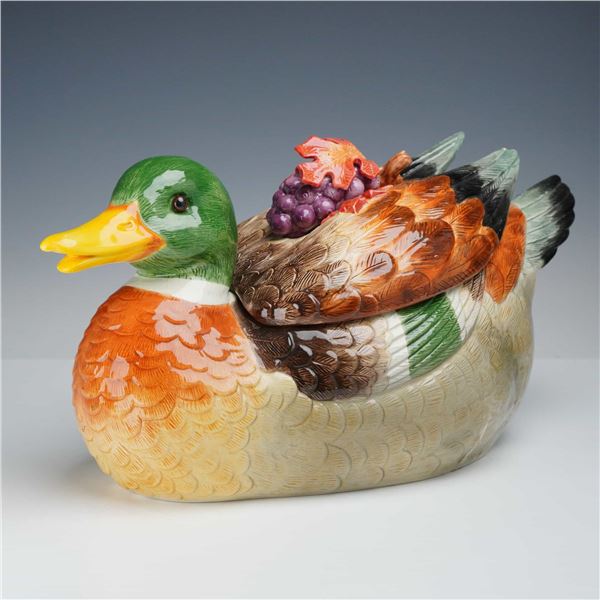 Fitz and Floyd Mallard Duck Ceramic Tureen, Autumn Woods