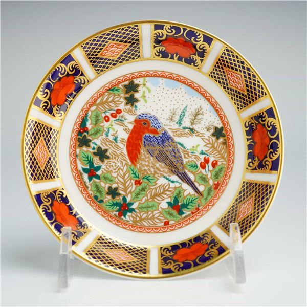 Royal Crown Derby Bone China Tray, Old Imari Christmas Robin
