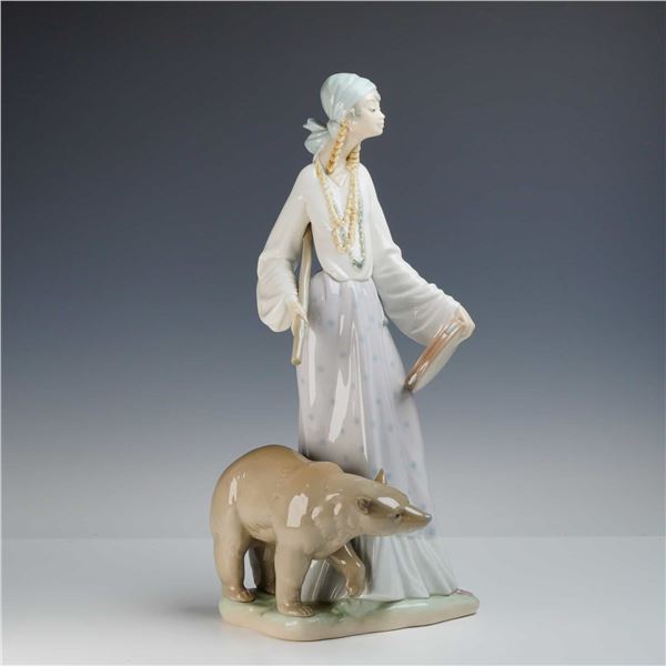 Lladro Gypsy Woman with Bear Porcelain Statue, Model 4919