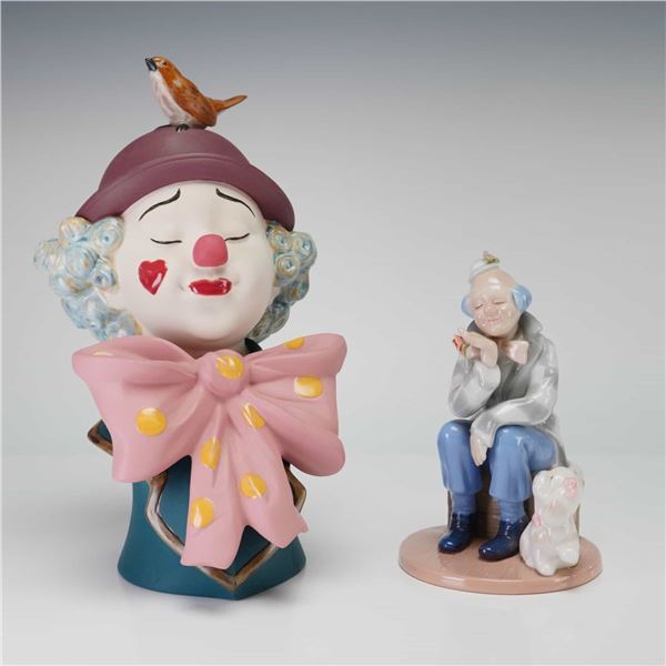 2pc Nao by Lladro and Design Porcelain Clown Figurines