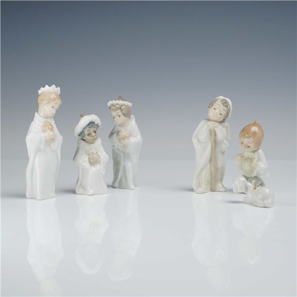 Set of Six Lladro Miniature Porcelain Nativity Ornaments