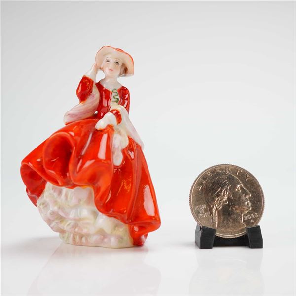Royal Doulton Miniature Ladies Porcelain Figurine, Top O The Hill