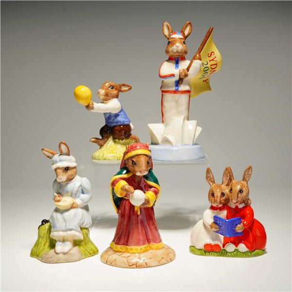 5pc Royal Doulton Bunnykins Fortune Teller Harry England Athlete