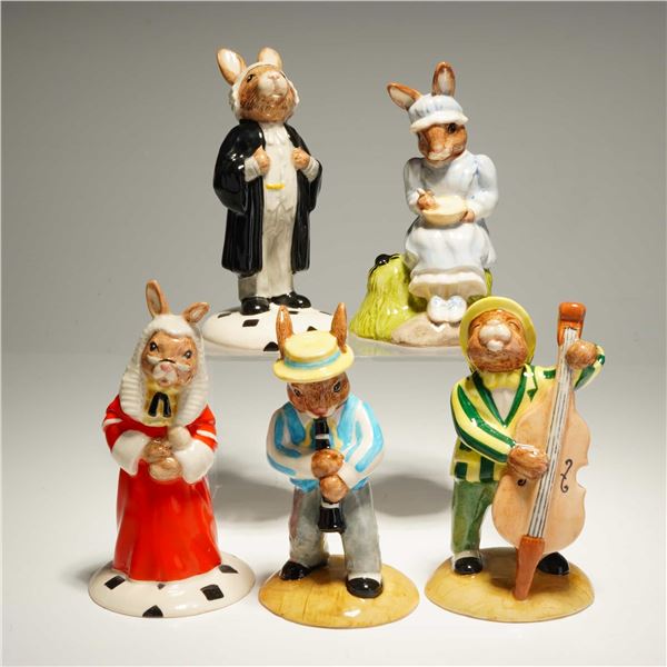 5pc Royal Doulton Bunnykins Little Miss Muffet Lawyer Judge Double Bass