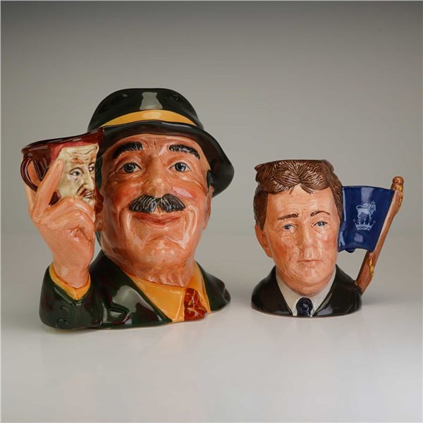 2pc Royal Doulton Large and Small Character Jugs, Collector D6796 and Michael Doulton D6808