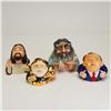 Image 1 : 4pc Kevin Francis Lidded Face Pots, Jesus, The Wizard, Cub Santa, and Split Decision