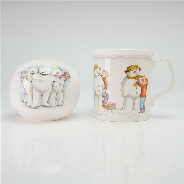 2pc Royal Doulton Snowman Gift Collection Cup and Snowball Coin Bank
