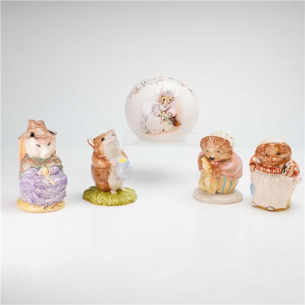 5pc Beatrix Potter Set of Beswick Figurines and Royal Doulton Bank