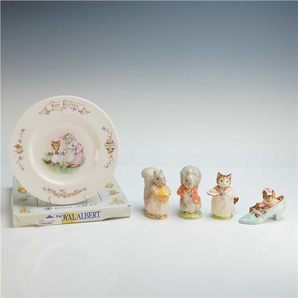 5pc Royal Albert Beatrix Potter Figurines and Plate