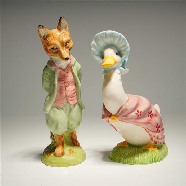 2pc Beatrix Potter Figurines Royal Albert Foxy Beswick Jemima Puddle Duck