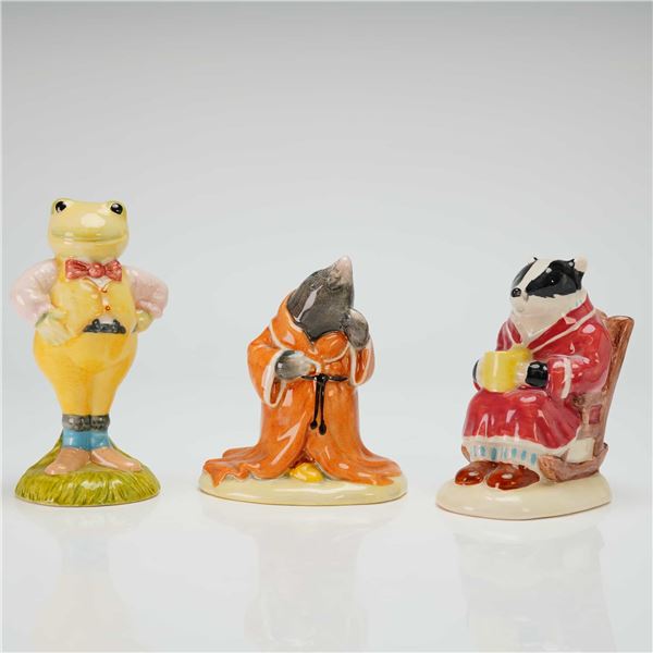 Three Royal Albert Beatrix Potter Figurines- Toad, Mole, and Badger