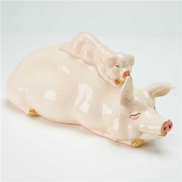 Beswick England Porcelain Figurine, Mother Sow and Piglet Piggyback