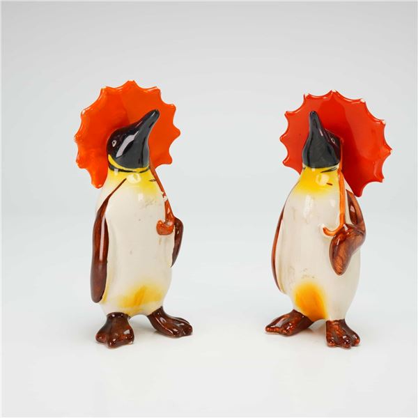 Pair of Beswick Penguins with Umbrella Figurines