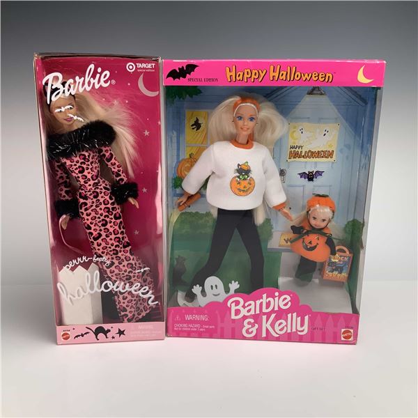 Two Mattel Special Edition Halloween Barbie and Kelly Doll Sets