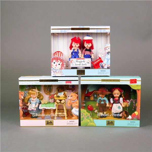 Three Mattel Barbie Collectibles Storybook Favorites Kelly and Tommy Doll Sets, 4.5"