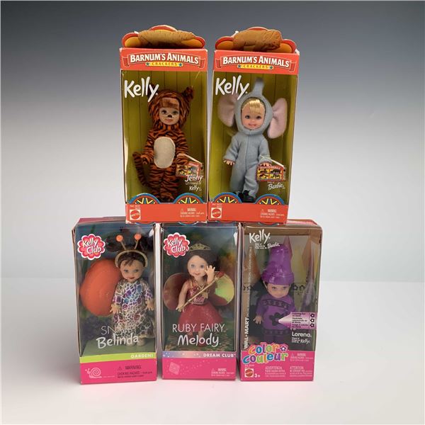 A Set of 5 Mattel Kelly Club Barnum's Animal Crackers and Lorena Friend of Barbie Dolls