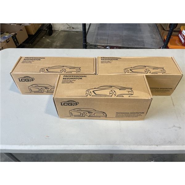 3 NEW PROFESSIONAL 2.5 IN / OUT STAINLESS STEEL RESONATOR MUFFLER