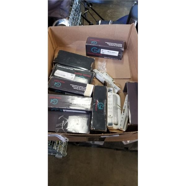 8 ASSORTED NEW PATIO SLIDING DOOR HANDLE HARDWARE KITS, ASSORTED MODELS AND COLORS