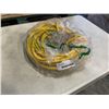 Image 1 : AS NEW 50FT YELLOW 3 OUTLET INDOOR OUTDOOR HEAVY DUTY LIGHTED 3 WIRE GROUNDED EXTENSION CORD 12AWG