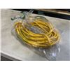 Image 2 : AS NEW 50FT YELLOW 3 OUTLET INDOOR OUTDOOR HEAVY DUTY LIGHTED 3 WIRE GROUNDED EXTENSION CORD 12AWG