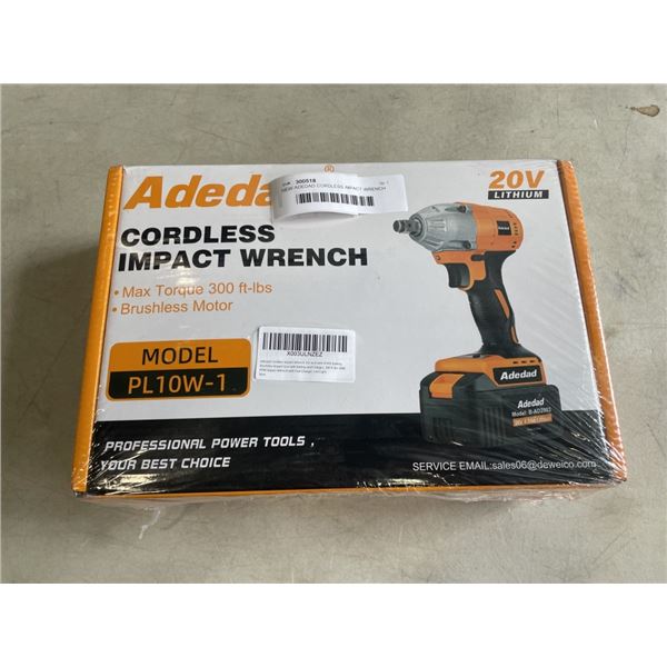 NEW ADEDAD CORDLESS IMPACT WRENCH 1/2INCH  MAX TORQUE  300FT-LBS