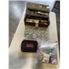 Image 1 : FISHING TACKLE BOX WITH CONTENTS AND ORGANIZER OF SPOONS, FLY TYING GEAR ETC
