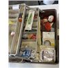 Image 3 : FISHING TACKLE BOX WITH CONTENTS AND ORGANIZER OF SPOONS, FLY TYING GEAR ETC