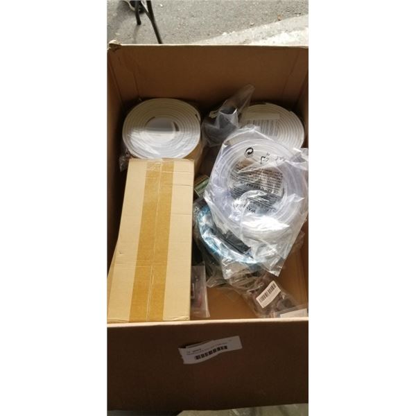ASSORTED NEW ROLL SOF FOAM SEAL TAPE, PLASTIC TUBING, THERMAL PAPER ROLLS AND MORE