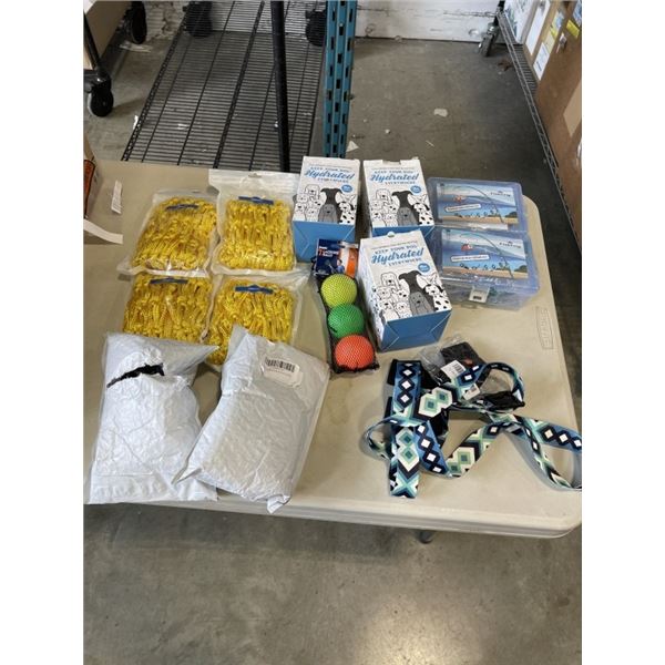 TRAY OF NEW AMAZON SPORT ITEMS - HOOP NETS, FISHING ROD REPAIR KIT, ETC