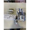 Image 1 : ELECTRIC DRILL REFITTING PLATE SHEARS AND LOT OF NEW HOOKS, LAMINATE FILLER, ETC
