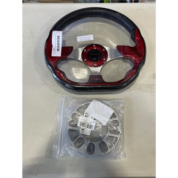 NEW MOMO STEERING RACING WHEEL W/ ALUMINUM WHEEL SPACERS