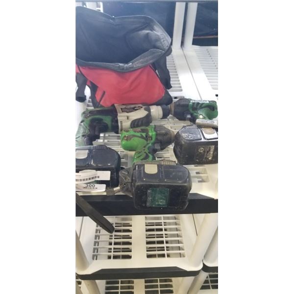 3 HITACHI DRILLS WITH BATTERIES, WORKING, NO CHARGER