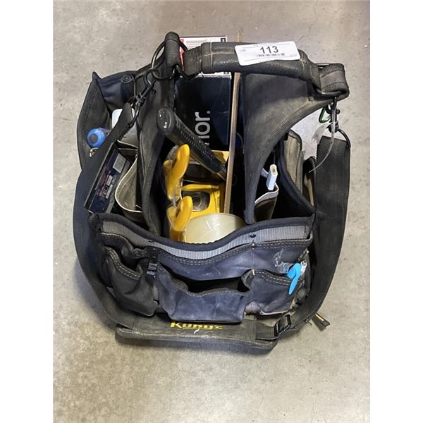 KUNYS SOFT TOOL TOTE AND ASSORTED HAND TOOLS