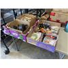 Image 1 : TRAY OF ASSORTED SHOP HARDWARE AND ROTARY TOOL, GLU GUNS ETC AND TRAY OF HALOGEN REPLACEMENT BULBS, 