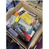 Image 4 : TRAY OF ASSORTED SHOP HARDWARE AND ROTARY TOOL, GLU GUNS ETC AND TRAY OF HALOGEN REPLACEMENT BULBS, 