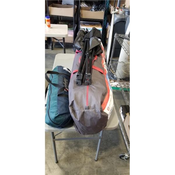 OUTBOUND 10 PERSON CABIN TENT, SMALL DOME TENT AND 1 CAMP CHAIR