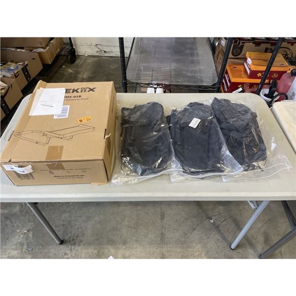 NEW BLACK UNDER MATTRESS SHELF AND 3 BIKE REAR BAGS