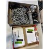 Image 1 : TRAY OF CHAIN, RATCHET STRAPS, HITCH AND TWO BOXES OF LUG NUTS