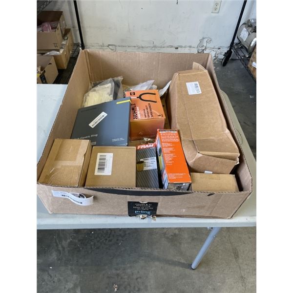 TRAY OF NEW AMAZON ITEMS -  TOUGH GUARD FILTER, ZAP STRAPS, WIRE LUGS,POWER DOOR LOCK, ETC