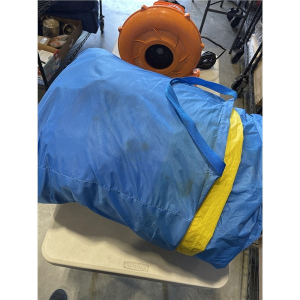 INFLATABLE BOUNCY CASTLE WITH SLIDE AND BLOWER WORKING INCLUDES CARRY BAG