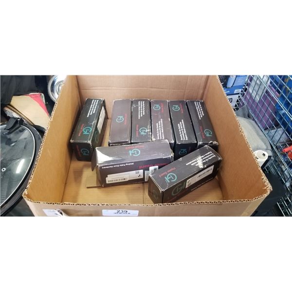 8 ASSORTED NEW PATIO SLIDING DOOR HANDLE HARDWARE KITS, ASSORTED MODELS AND COLORS