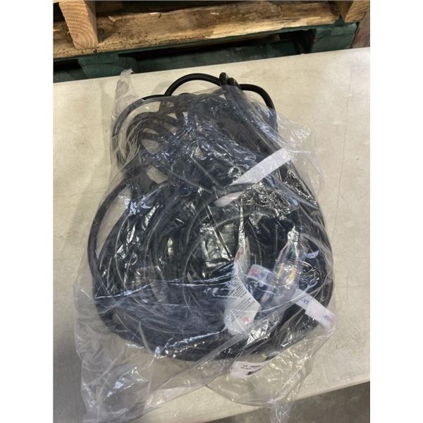 AS NEW 75FT BLACK  INDOOR OUTDOOR HEAVY DUTY LIGHTED 3 WIRE GROUNDED EXTENSION CORD 12AWG