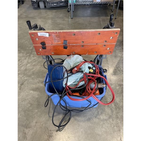 FOLDING WORKMATE AND TOTE OF TOOLS