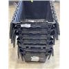 Image 1 : 7 BLACK STORAGE TOTES W/ BUILT IN LIDS - SOME MISSING