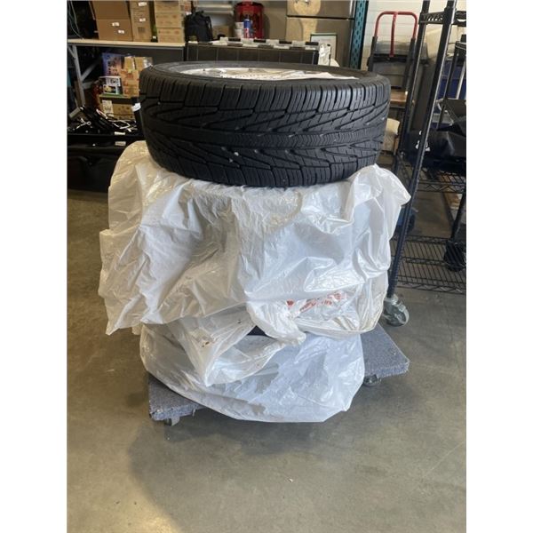 4 GOODYEAR ASSURANCE 205 /55 R16 ALL SEASON TIRES 5 SPOKE ALUMINUM RIMS 65% TREAD LEFT