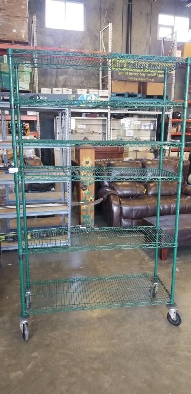 Green Rack For Rolls GREEN WIRE ROLLING 6 TIER RACK - Big Valley Auction