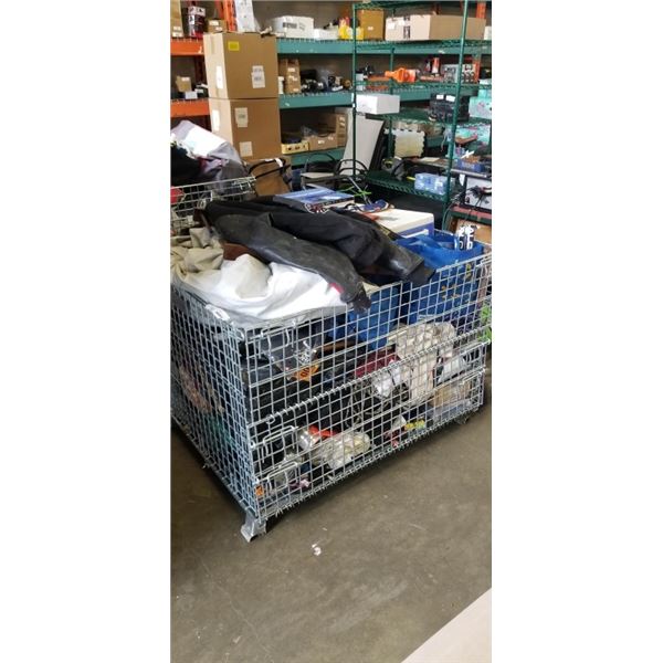 PALLET OF ASSORTED GOODS, CONTENTS OF REPOSESSSED VEHICLES, BIN NOT INCLUDED