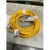 Image 2 : AS NEW 75FT YELLOW 3 OUTLET INDOOR OUTDOOR HEAVY DUTY LIGHTED 3 WIRE GROUNDED EXTENSION CORD 12AWG