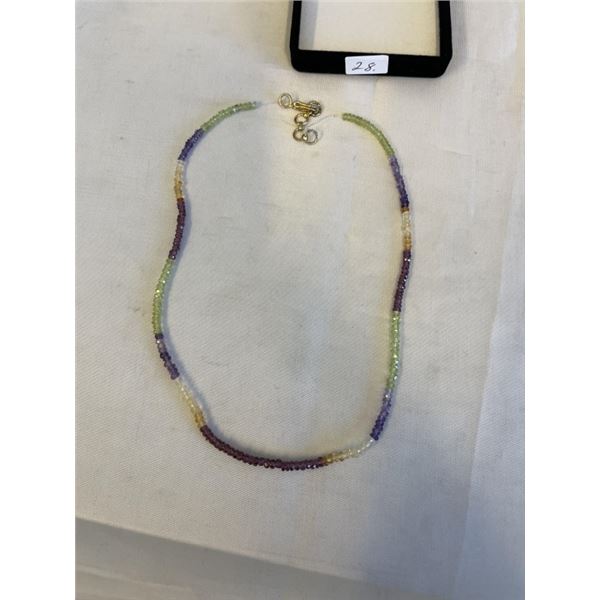 DAINTY GENUINE GEM STONE RONDELLE BEADS NECKLACE